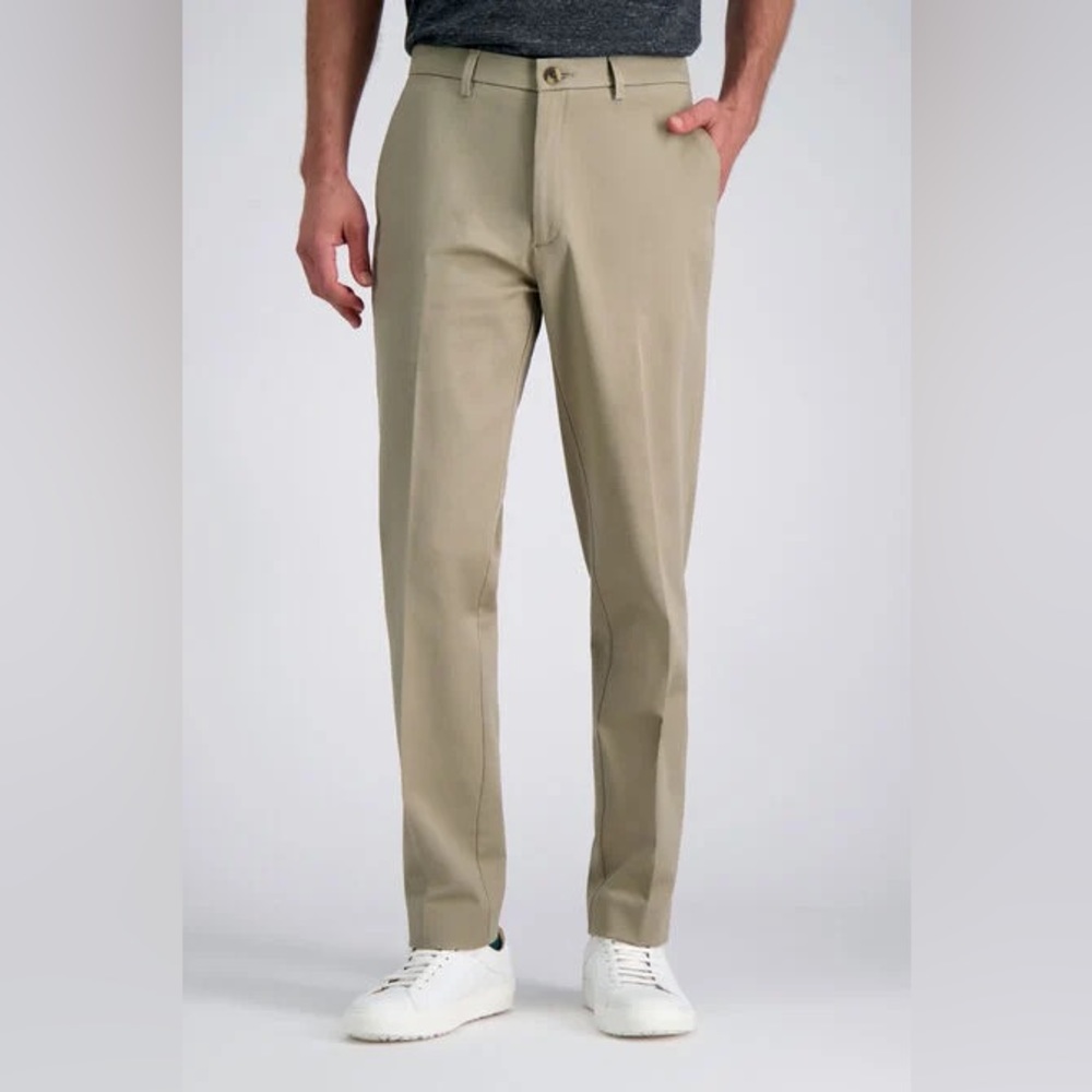 NWT Men Haggar Khaki Slim Straight Pant Size 38/34
